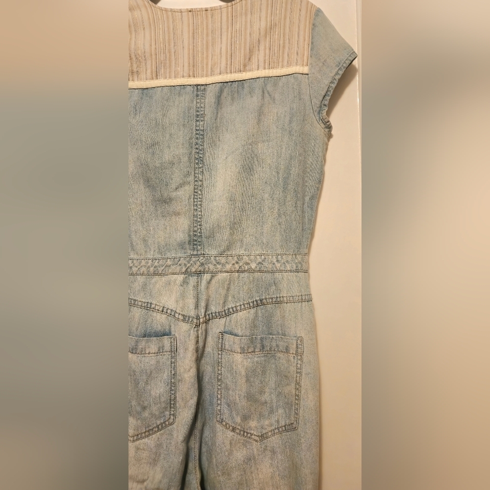 Free People Denim Jumpsuit with Gold Thread accents Size 4. - Picture 4 of 5